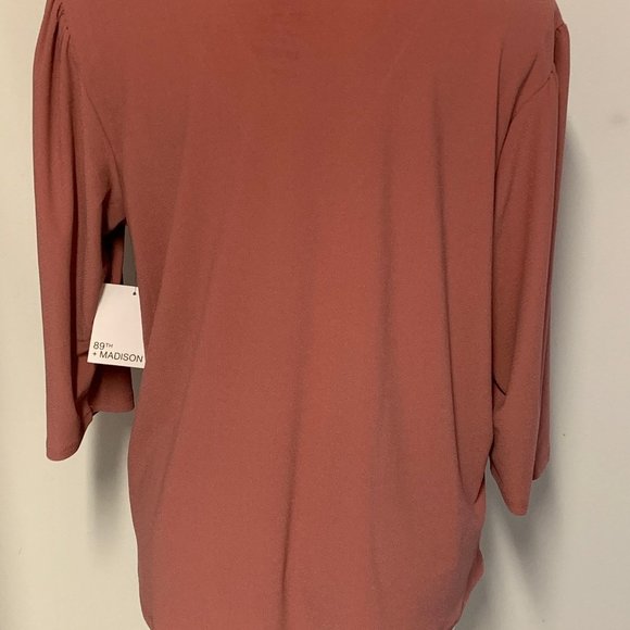 89TH & MADISON ROSE PINK BLOUSE W/LARGE SILVER TEXTURED BUTTONS NWT XL - Picture 3 of 4